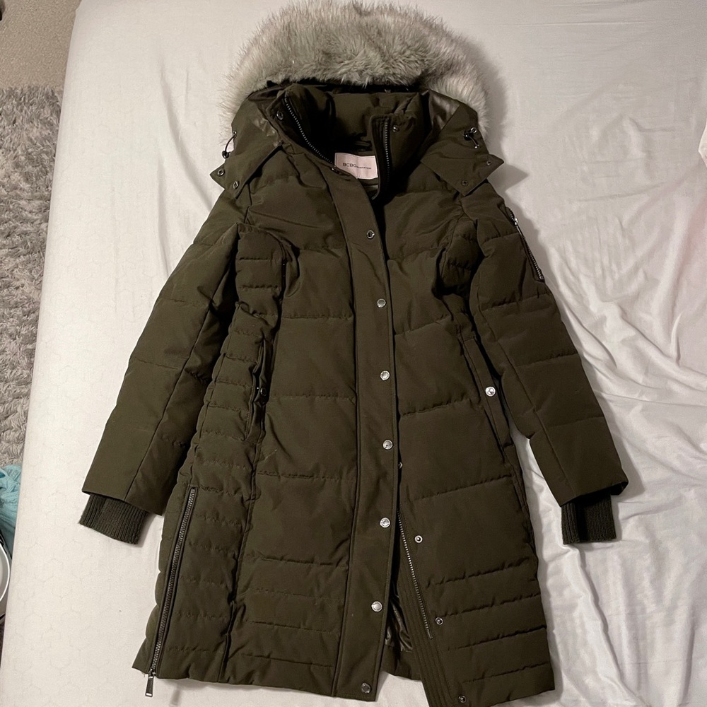 BCBG Knee Length Puffer Jacket